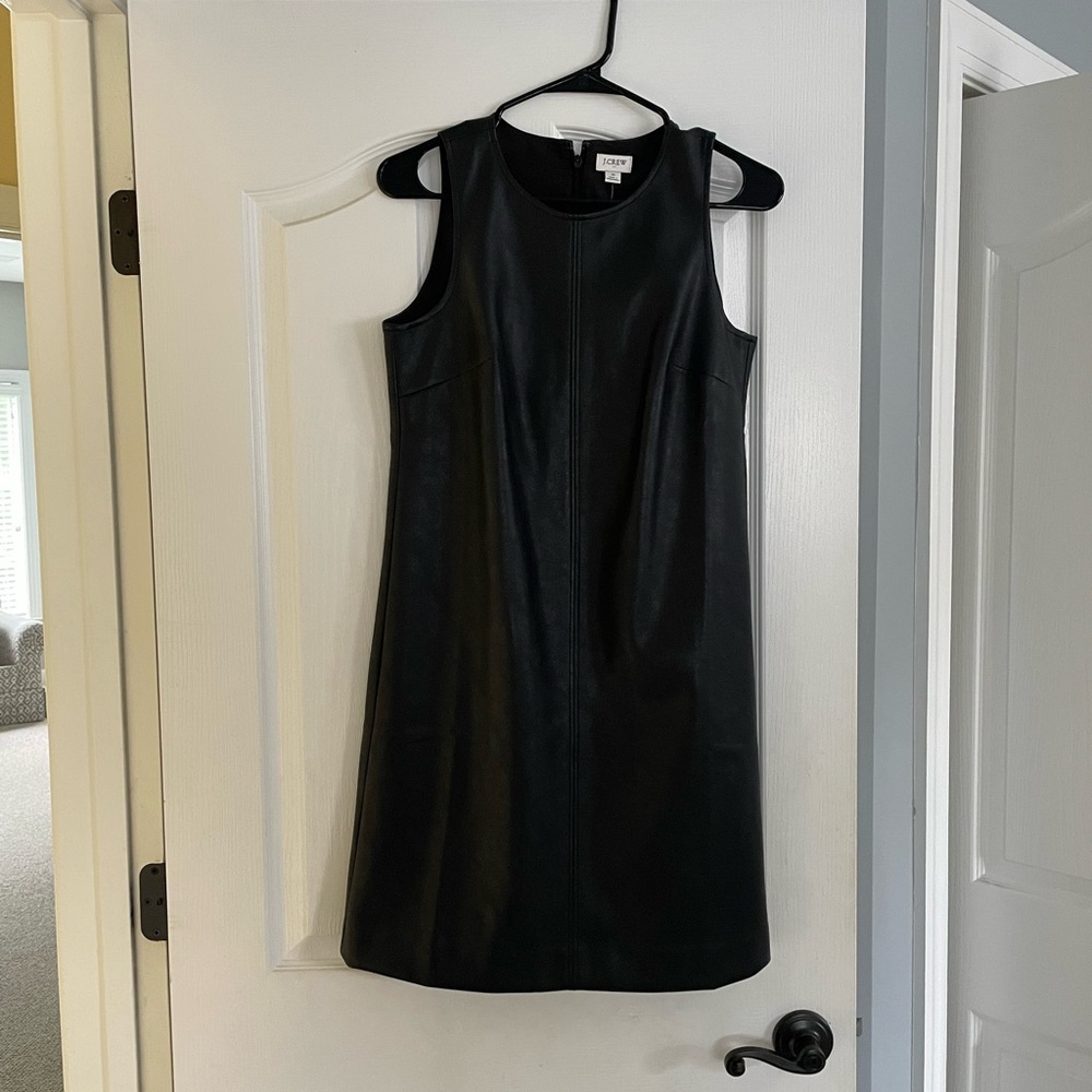 J Crew Faux Leather Shift Dress Size 0